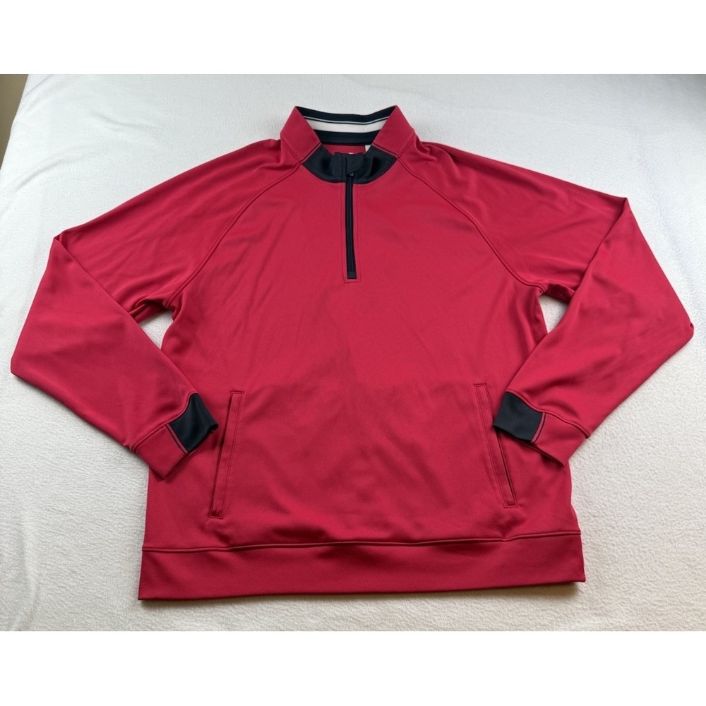 Cutter & Buck Mens CB Drytec 1/4 Zip Pullover Large Red 50+ UPF